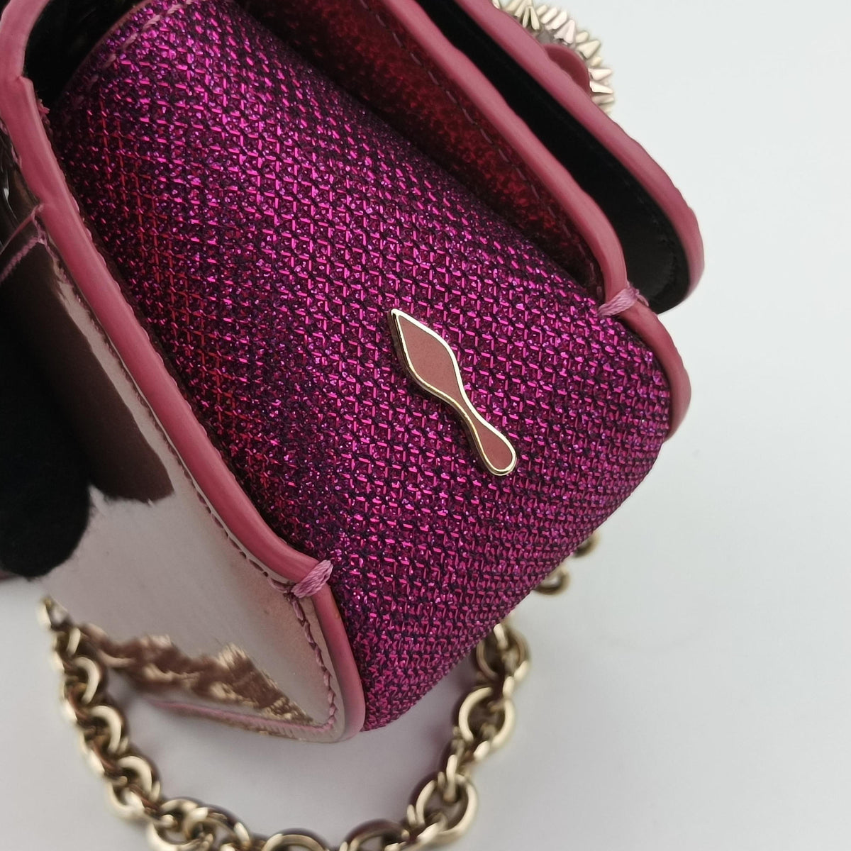 Vintage Christian Louboutin Sweet Charity Scarabe Spike Pink Patent  shoulderbag | stylenewstar