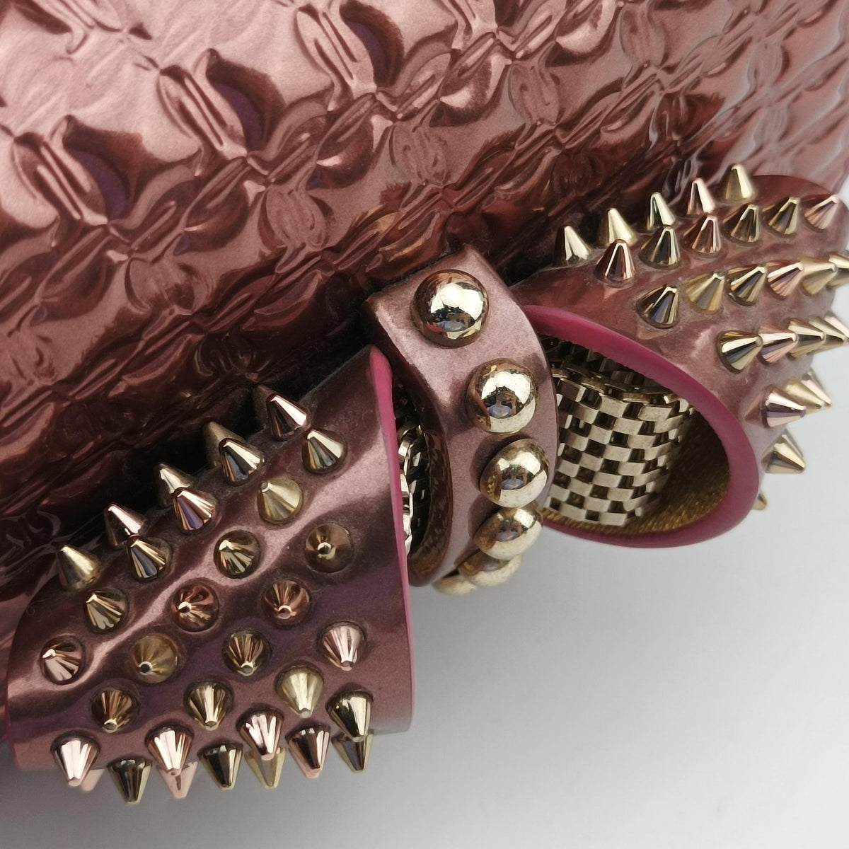 Vintage Christian Louboutin Sweet Charity Scarabe Spike Pink Patent  shoulderbag | stylenewstar