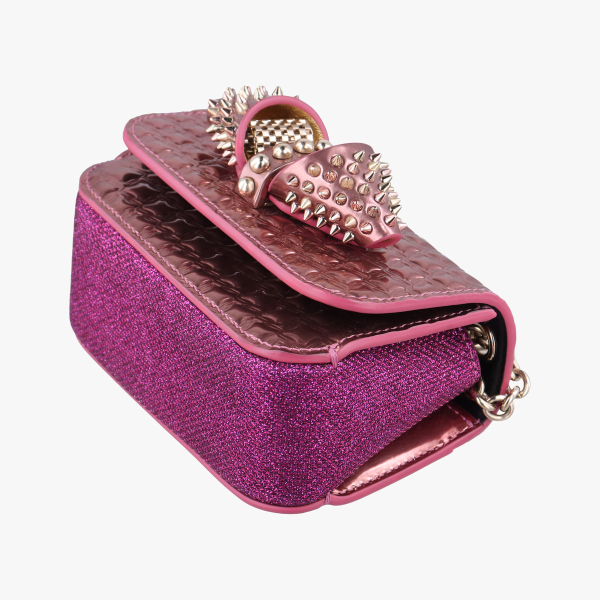 Vintage Christian Louboutin Sweet Charity Scarabe Spike Pink Patent  shoulderbag | stylenewstar