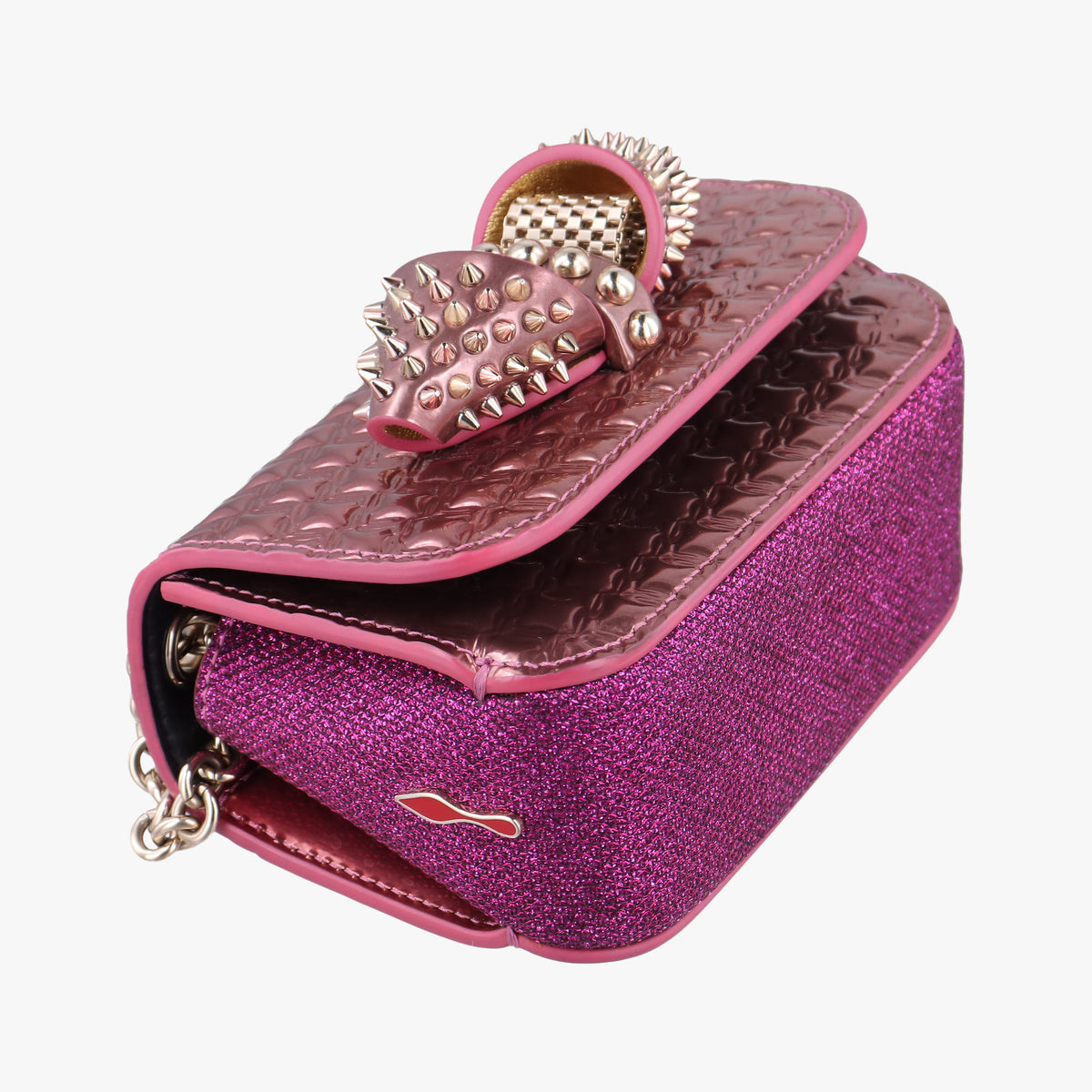 Vintage Christian Louboutin Sweet Charity Scarabe Spike Pink Patent  shoulderbag | stylenewstar