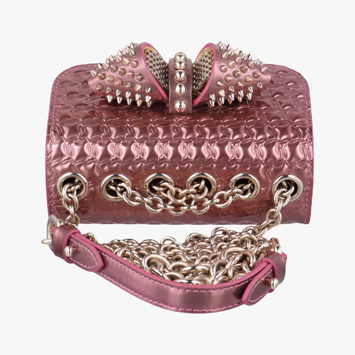 Vintage Christian Louboutin Sweet Charity Scarabe Spike Pink Patent  shoulderbag | stylenewstar