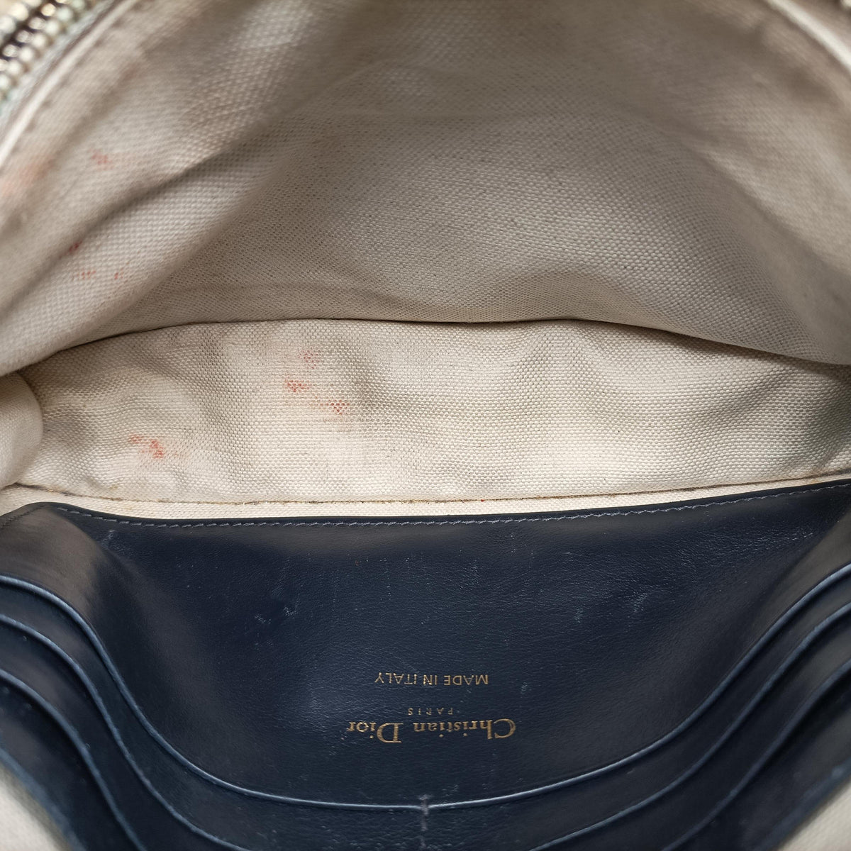 Pre-owned Christian Dior Saddle Navy×Gray jacquard×Leather  shoulderbag | stylenewstar