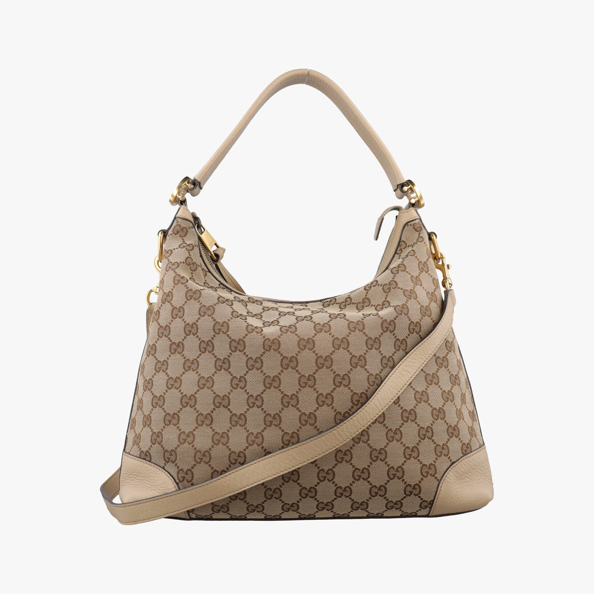 Pre-owned Gucci Miss GG Hobo beige×White canvas×leather 326514 shoulderbag | stylenewstar