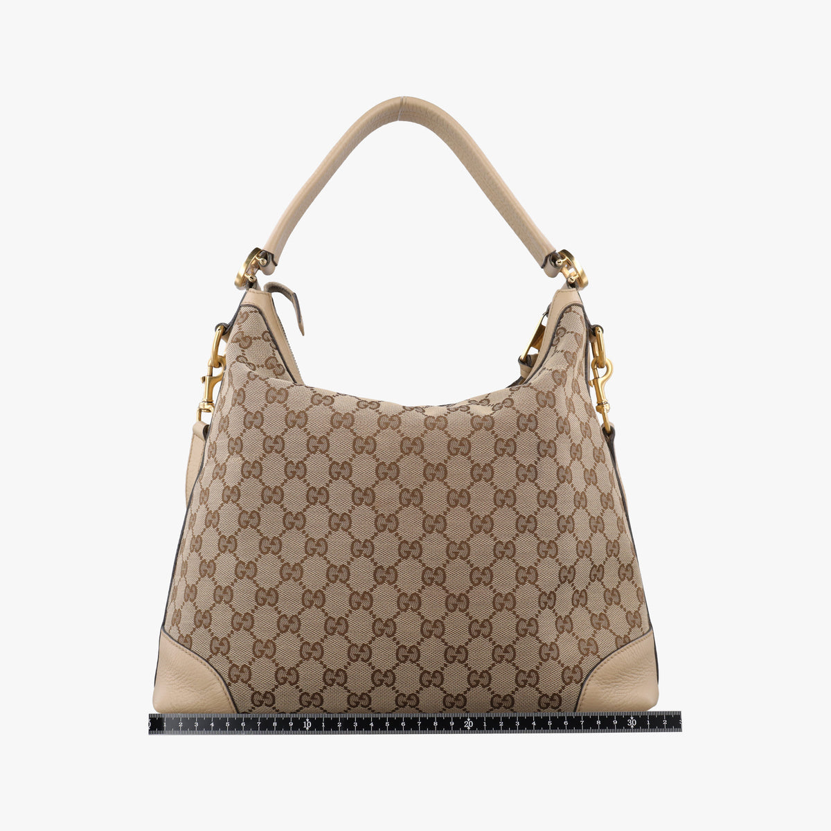 Pre-owned Gucci Miss GG Hobo beige×White canvas×leather 326514 shoulderbag | stylenewstar