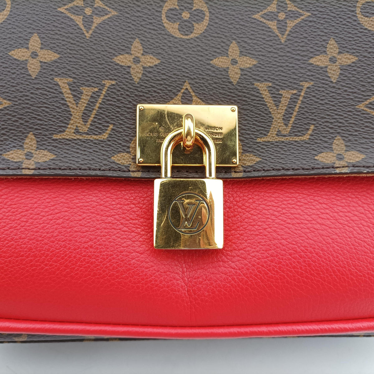 Secondhand Louis Vuitton MARIGNAN Brown × Coquelicot Monogram Canvas×calf leather M44286 shoulderbag | stylenewstar