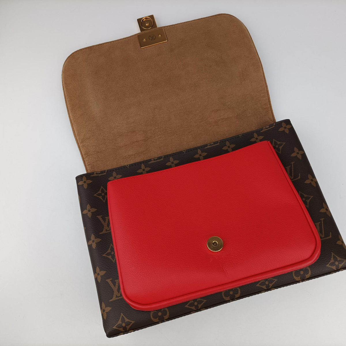 Secondhand Louis Vuitton MARIGNAN Brown × Coquelicot Monogram Canvas×calf leather M44286 shoulderbag | stylenewstar