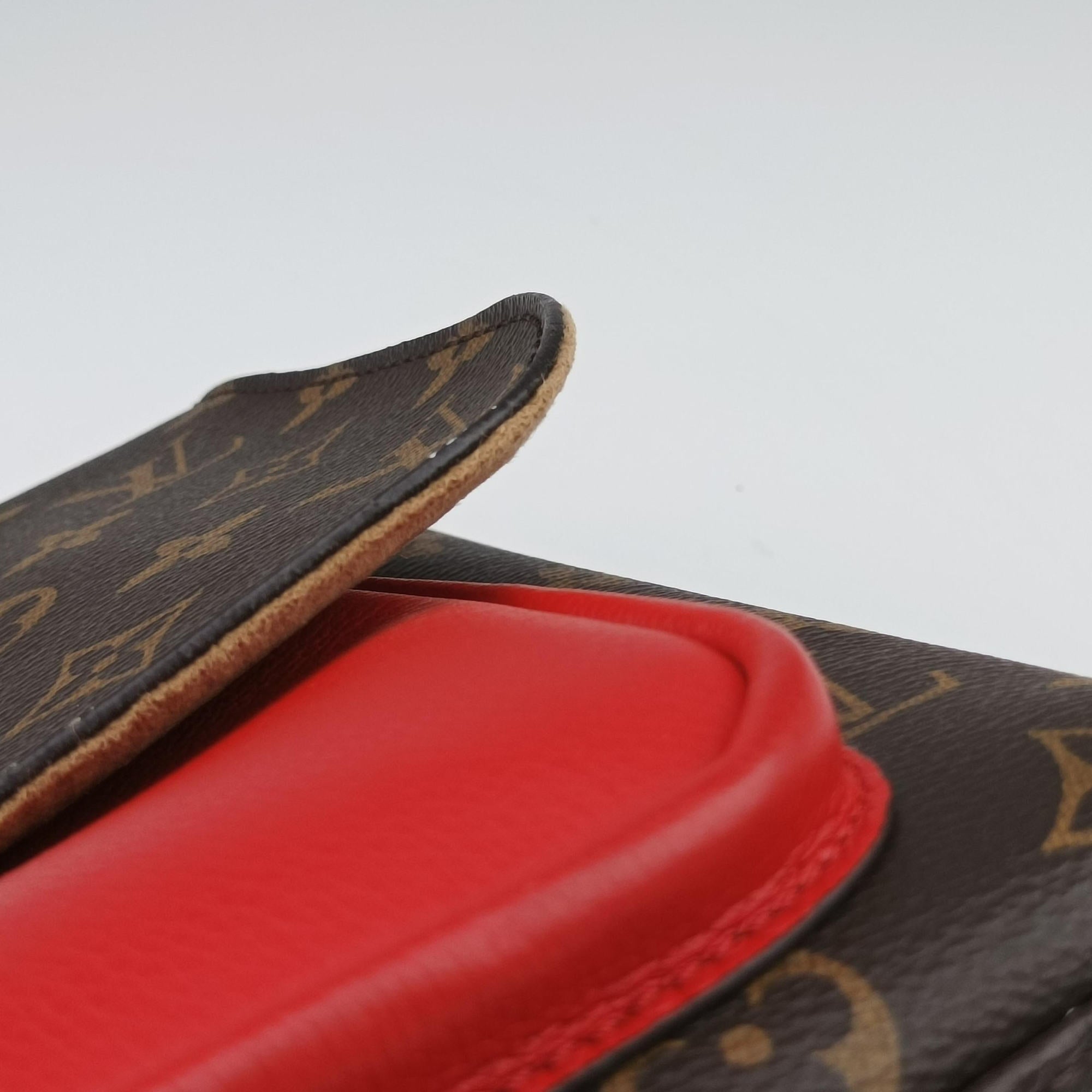 Secondhand Louis Vuitton MARIGNAN Brown × Coquelicot Monogram Canvas×calf leather M44286 shoulderbag | stylenewstar