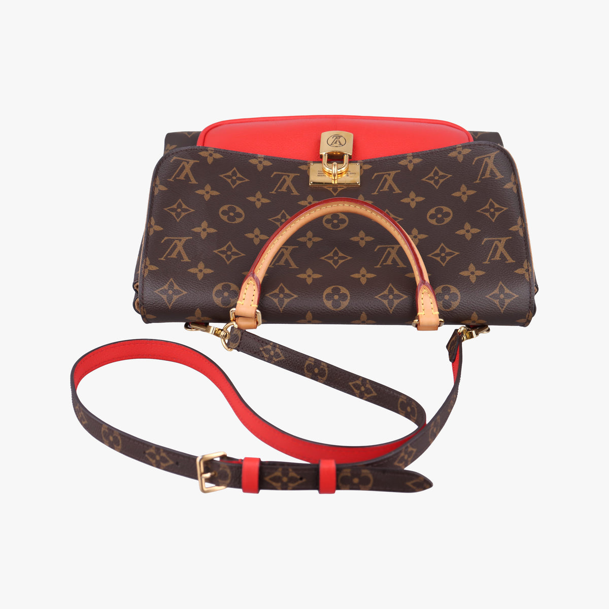 Secondhand Louis Vuitton MARIGNAN Brown × Coquelicot Monogram Canvas×calf leather M44286 shoulderbag | stylenewstar