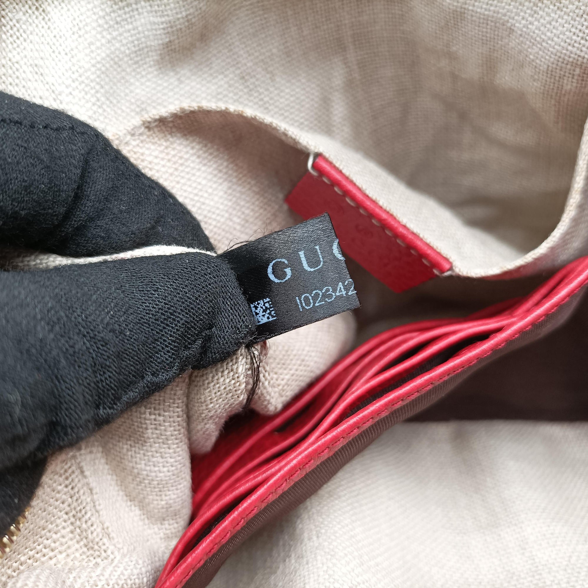 Vintage Gucci Bree Microguccissima Beige x red Canvas×Leather 449413 shoulderbag | stylenewstar