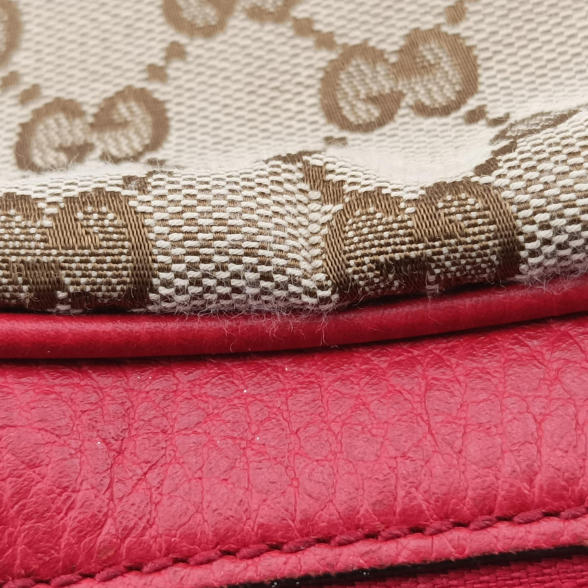 Vintage Gucci Bree Microguccissima Beige x red Canvas×Leather 449413 shoulderbag | stylenewstar