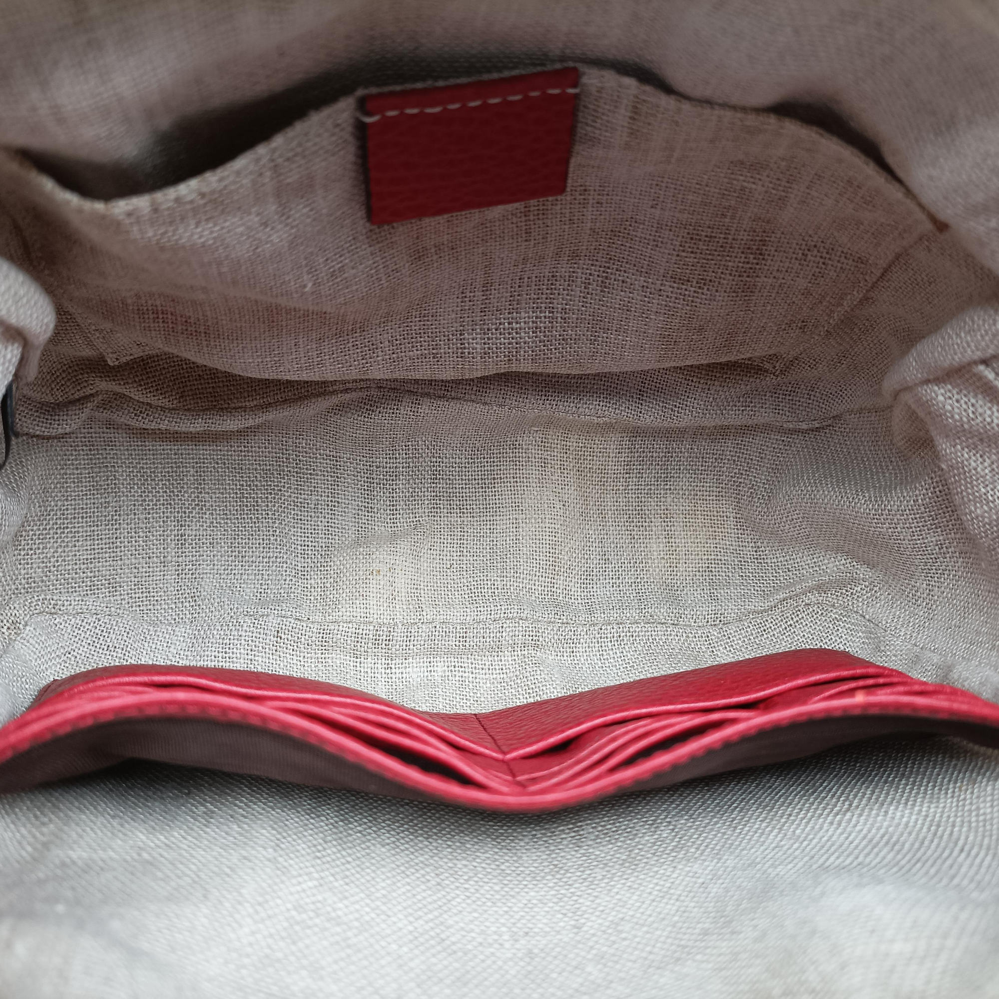 Vintage Gucci Bree Microguccissima Beige x red Canvas×Leather 449413 shoulderbag | stylenewstar