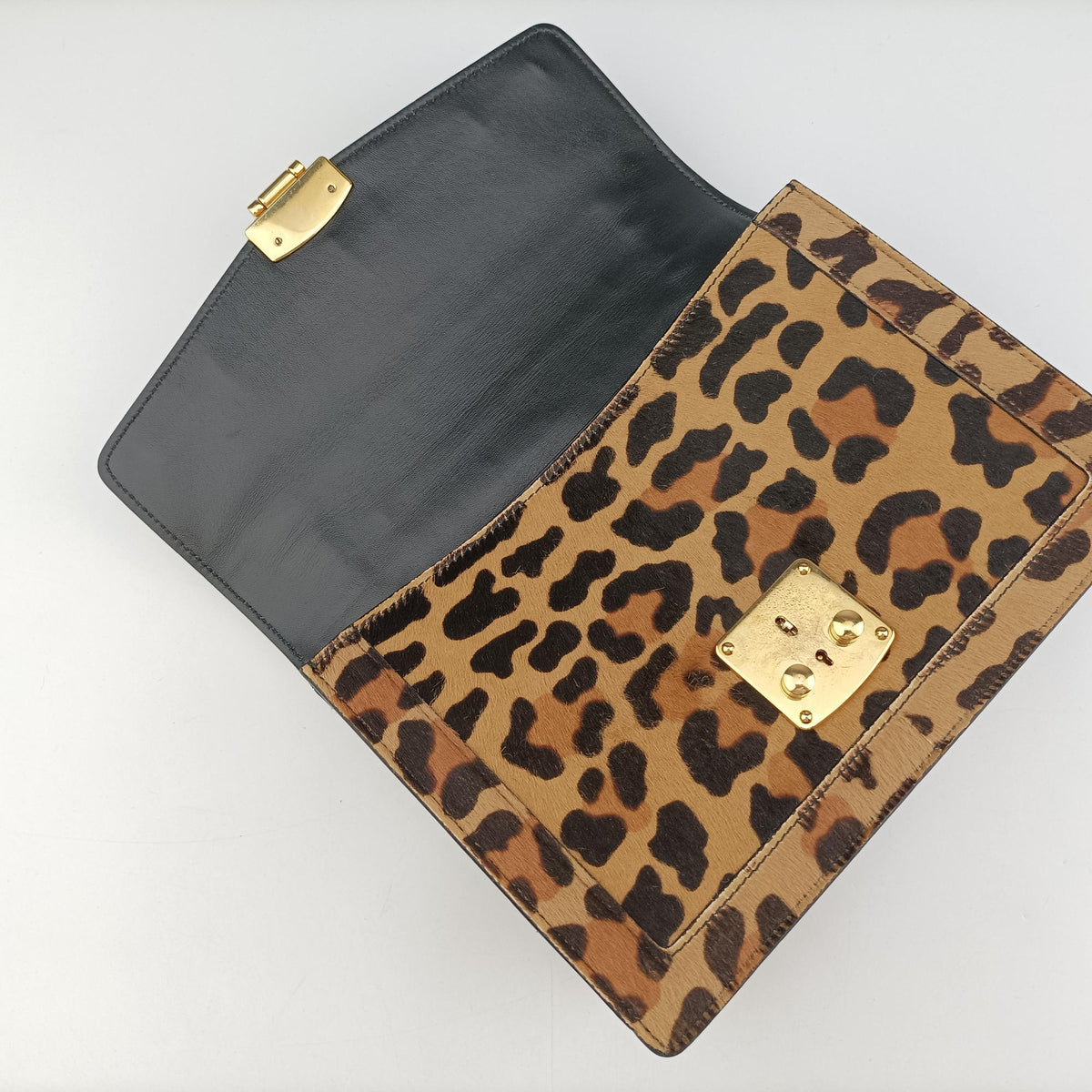 Pre-owned Miu Miu Leopard print Multicolour ponyhair×leather  shoulderbag | stylenewstar