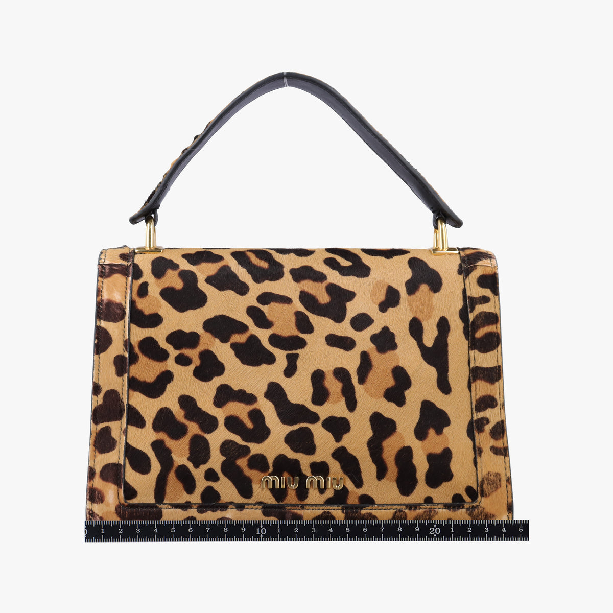 Pre-owned Miu Miu Leopard print Multicolour ponyhair×leather  shoulderbag | stylenewstar