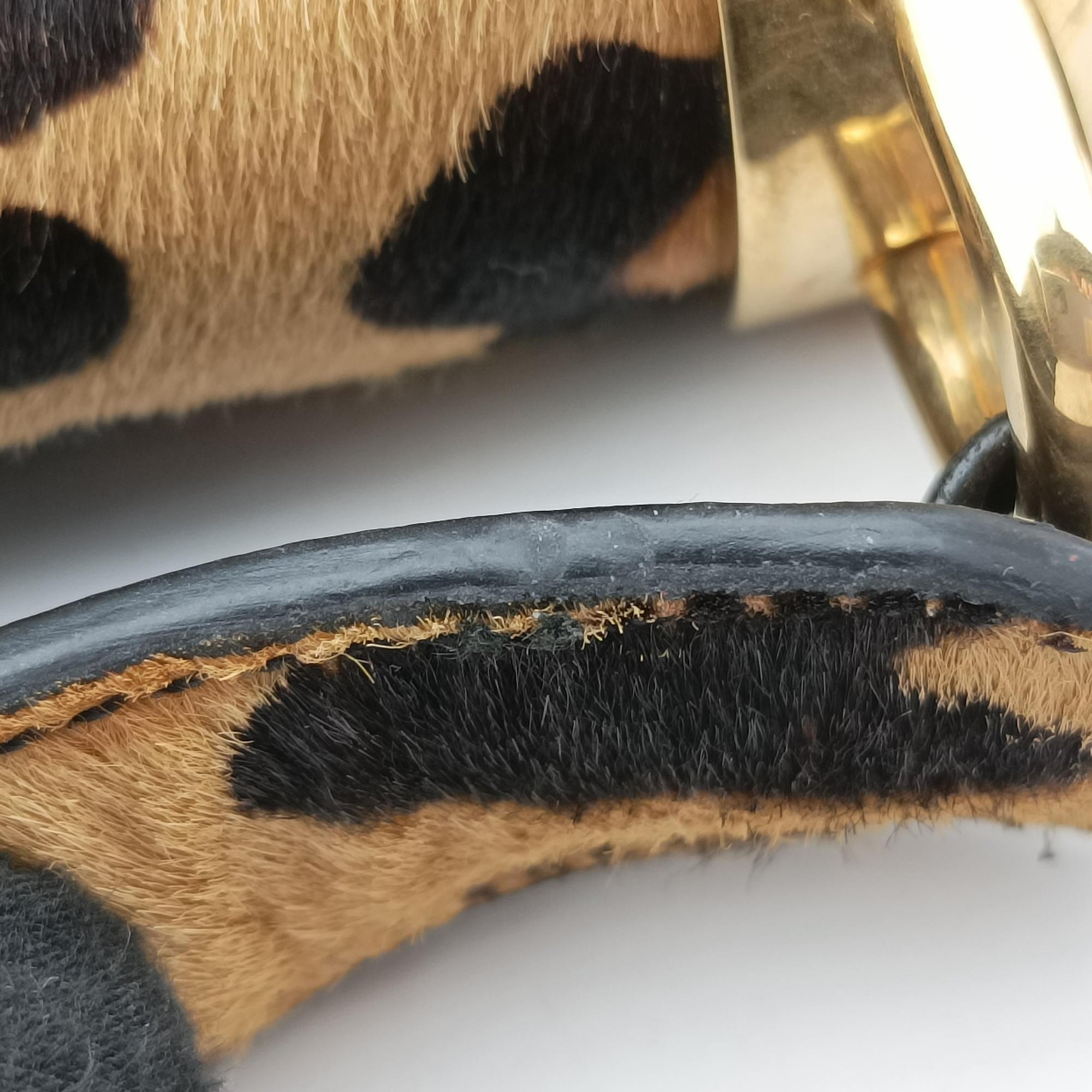 Pre-owned Miu Miu Leopard print Multicolour ponyhair×leather  shoulderbag | stylenewstar