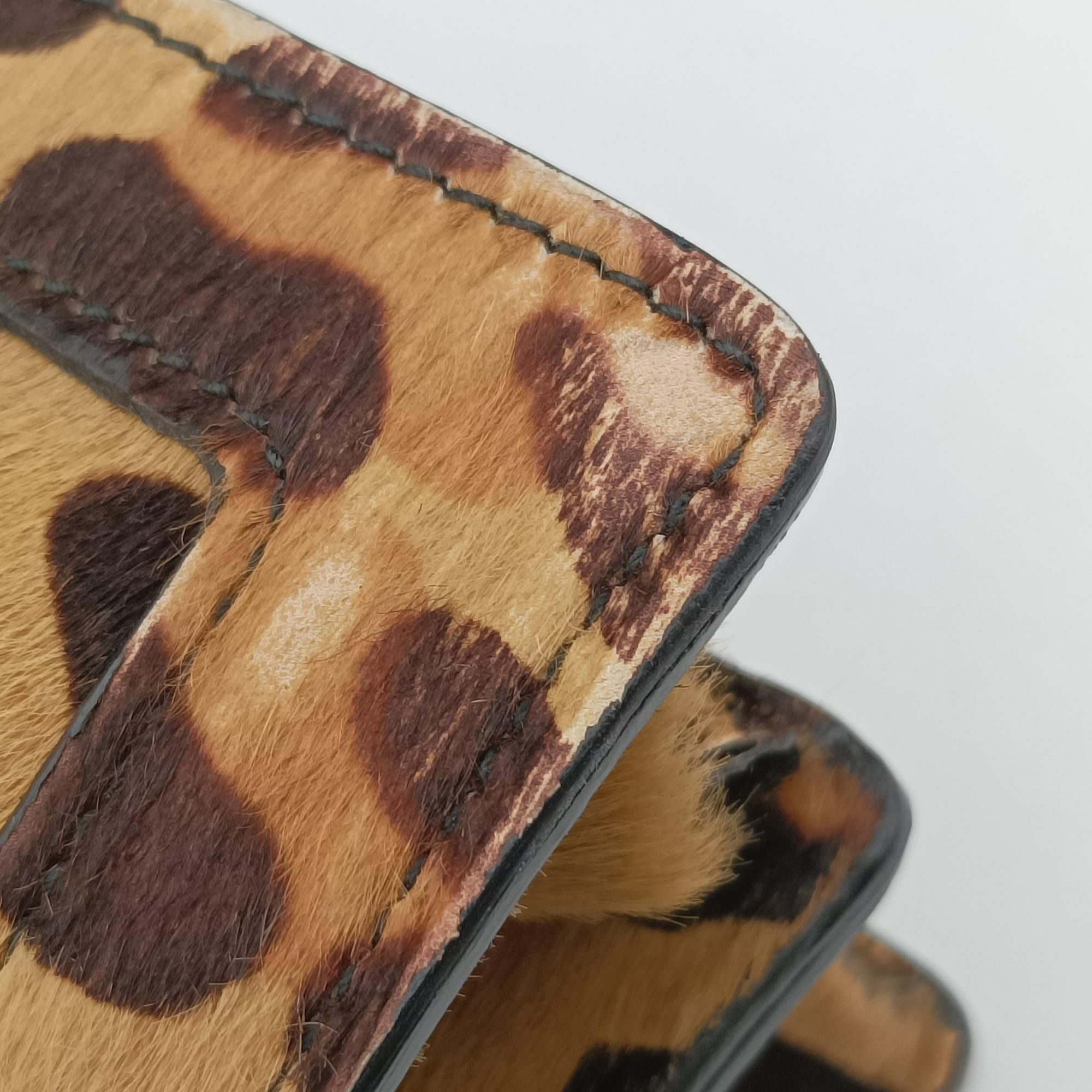 Pre-owned Miu Miu Leopard print Multicolour ponyhair×leather  shoulderbag | stylenewstar
