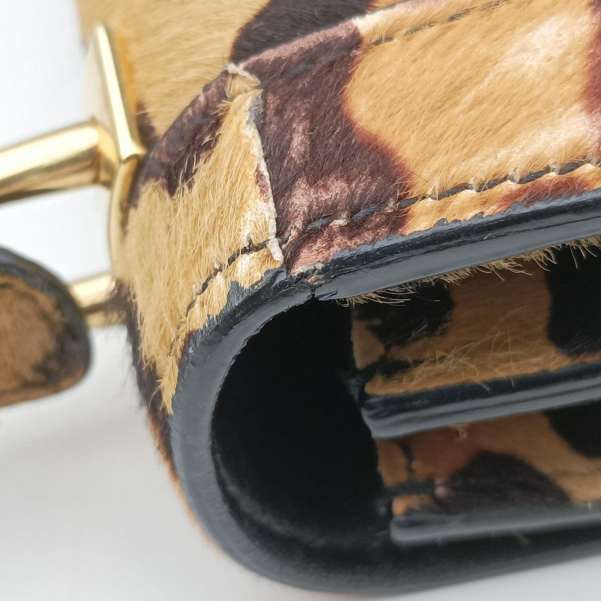 Pre-owned Miu Miu Leopard print Multicolour ponyhair×leather  shoulderbag | stylenewstar