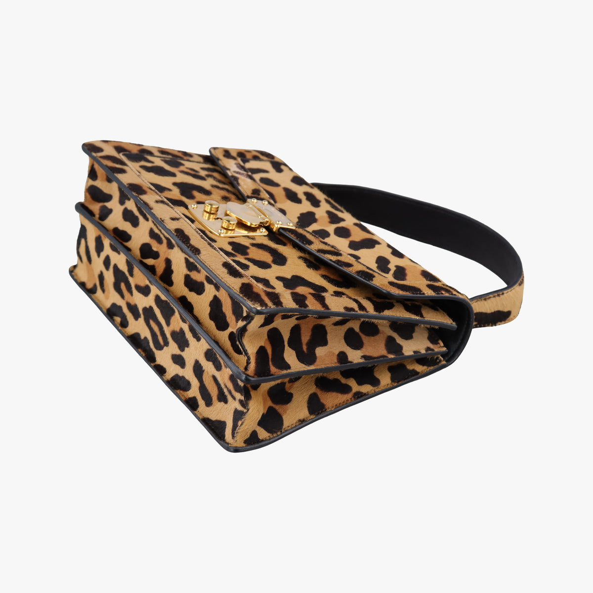 Pre-owned Miu Miu Leopard print Multicolour ponyhair×leather  shoulderbag | stylenewstar