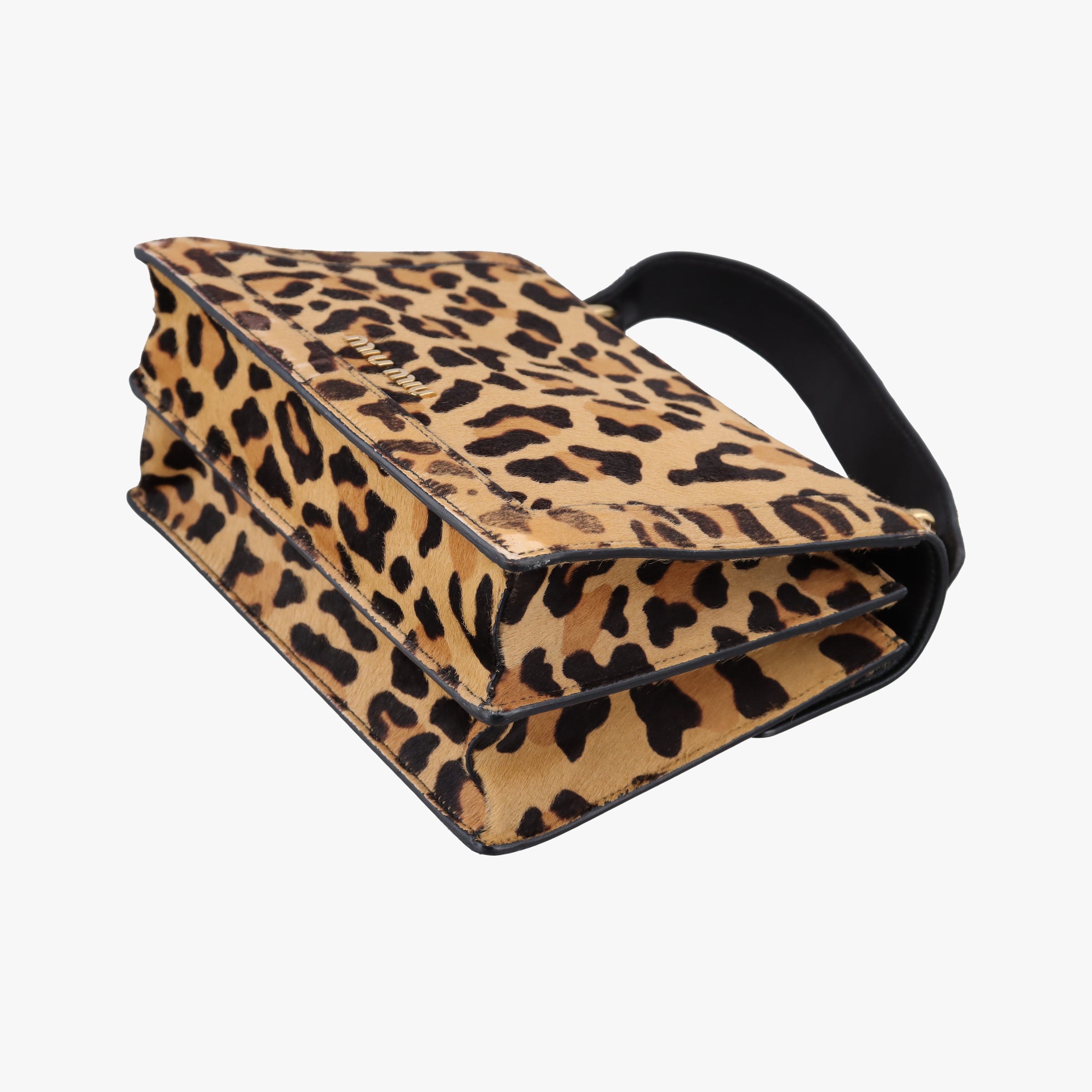 Pre-owned Miu Miu Leopard print Multicolour ponyhair×leather  shoulderbag | stylenewstar
