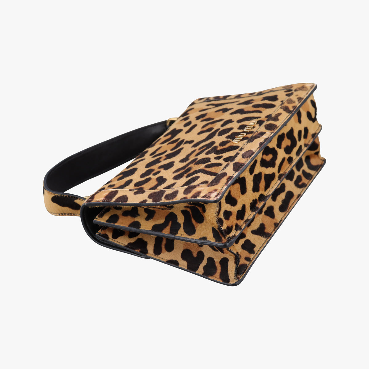 Pre-owned Miu Miu Leopard print Multicolour ponyhair×leather  shoulderbag | stylenewstar