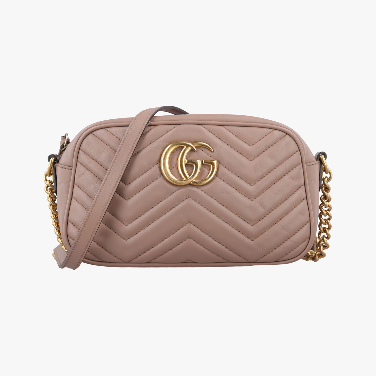 Pre-owned Gucci GG Marmont Beige Leather 447632 shoulderbag | stylenewstar
