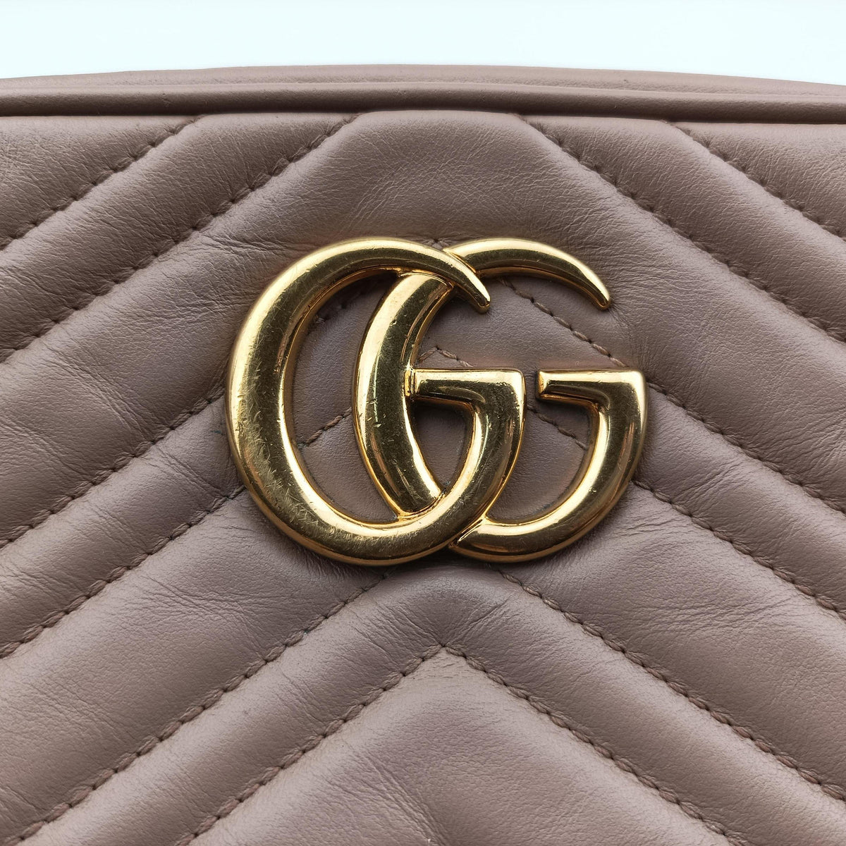 Pre-owned Gucci GG Marmont Beige Leather 447632 shoulderbag | stylenewstar