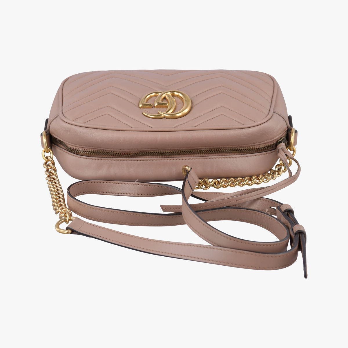 Pre-owned Gucci GG Marmont Beige Leather 447632 shoulderbag | stylenewstar