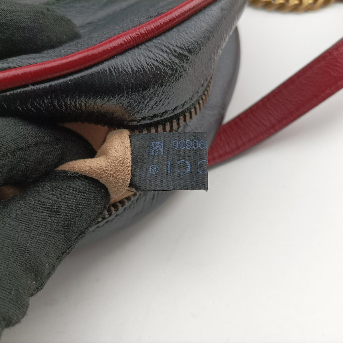 Pre-owned Gucci GG Marmont Black×Red Leather 550154 shoulderbag | stylenewstar