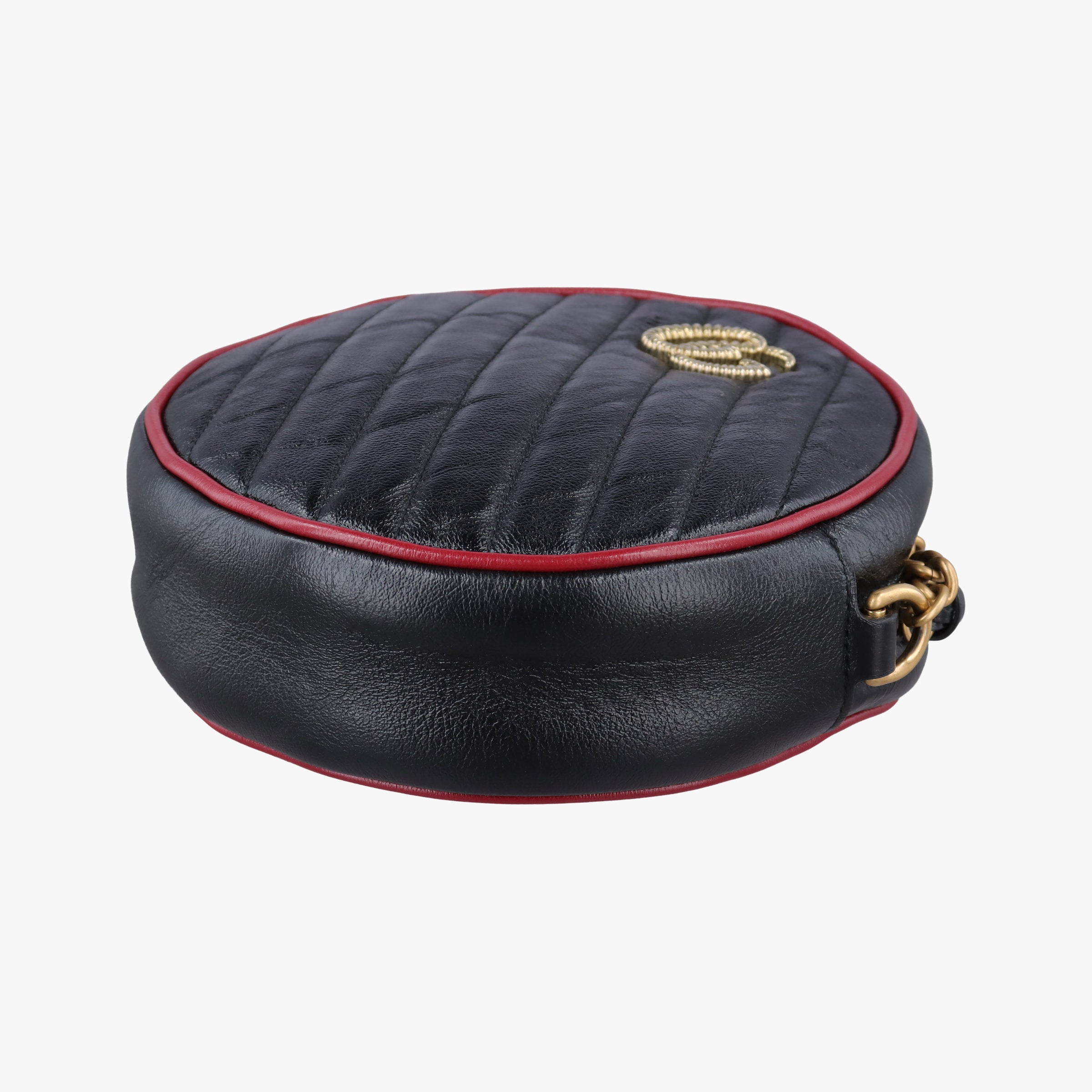 Pre-owned Gucci GG Marmont Black×Red Leather 550154 shoulderbag | stylenewstar