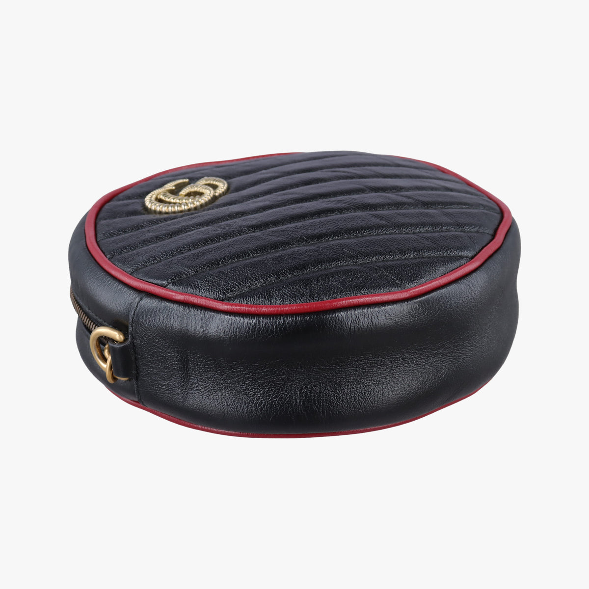 Pre-owned Gucci GG Marmont Black×Red Leather 550154 shoulderbag | stylenewstar