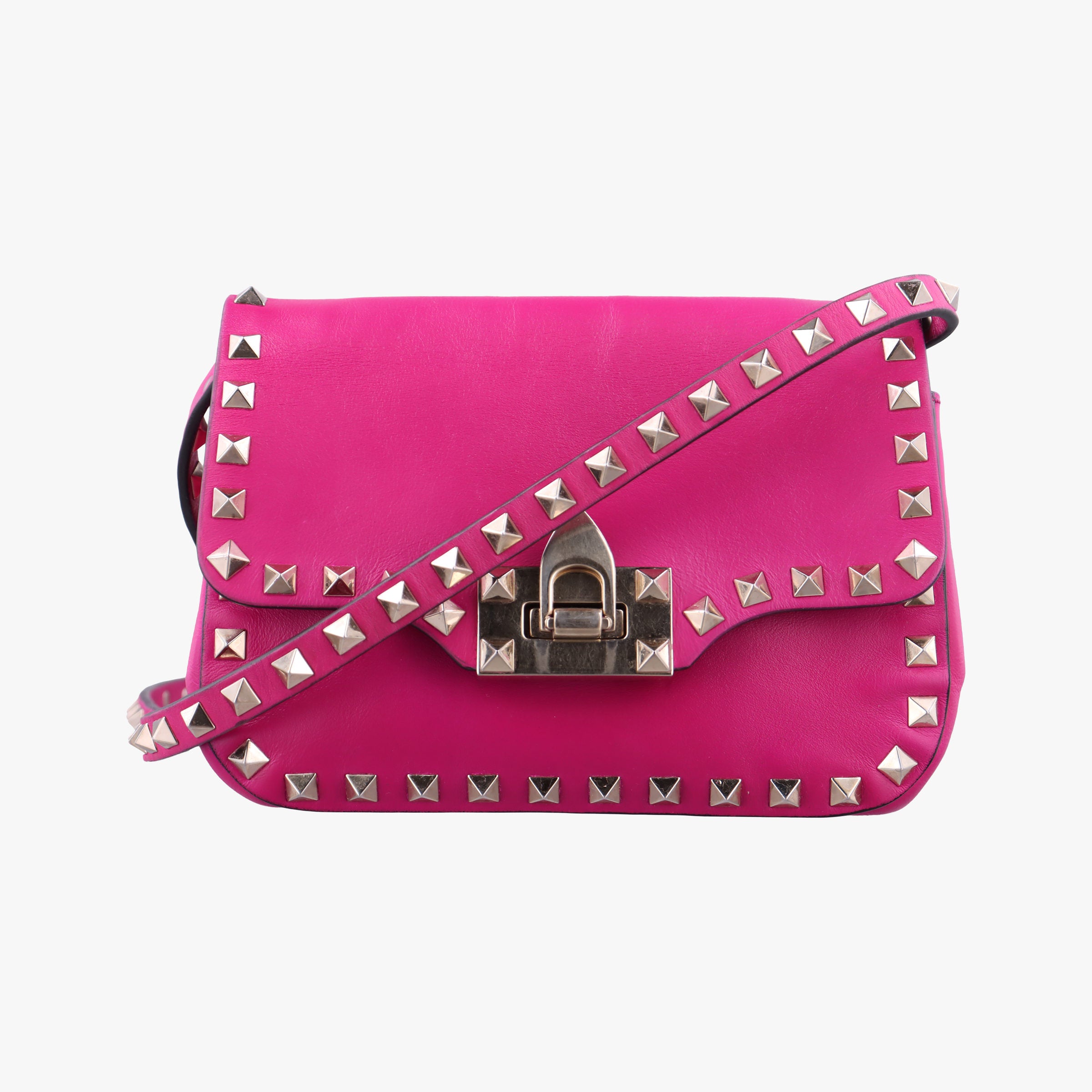 Pre-owned Valentino Rockstud purple Leather  shoulderbag | stylenewstar