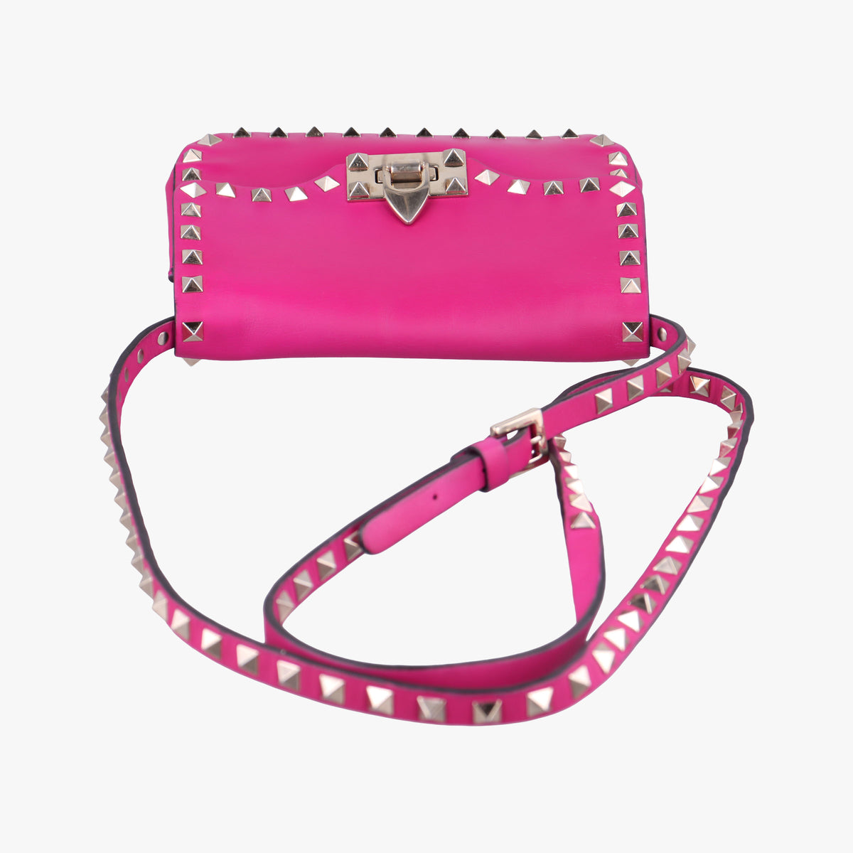 Pre-owned Valentino Rockstud purple Leather  shoulderbag | stylenewstar
