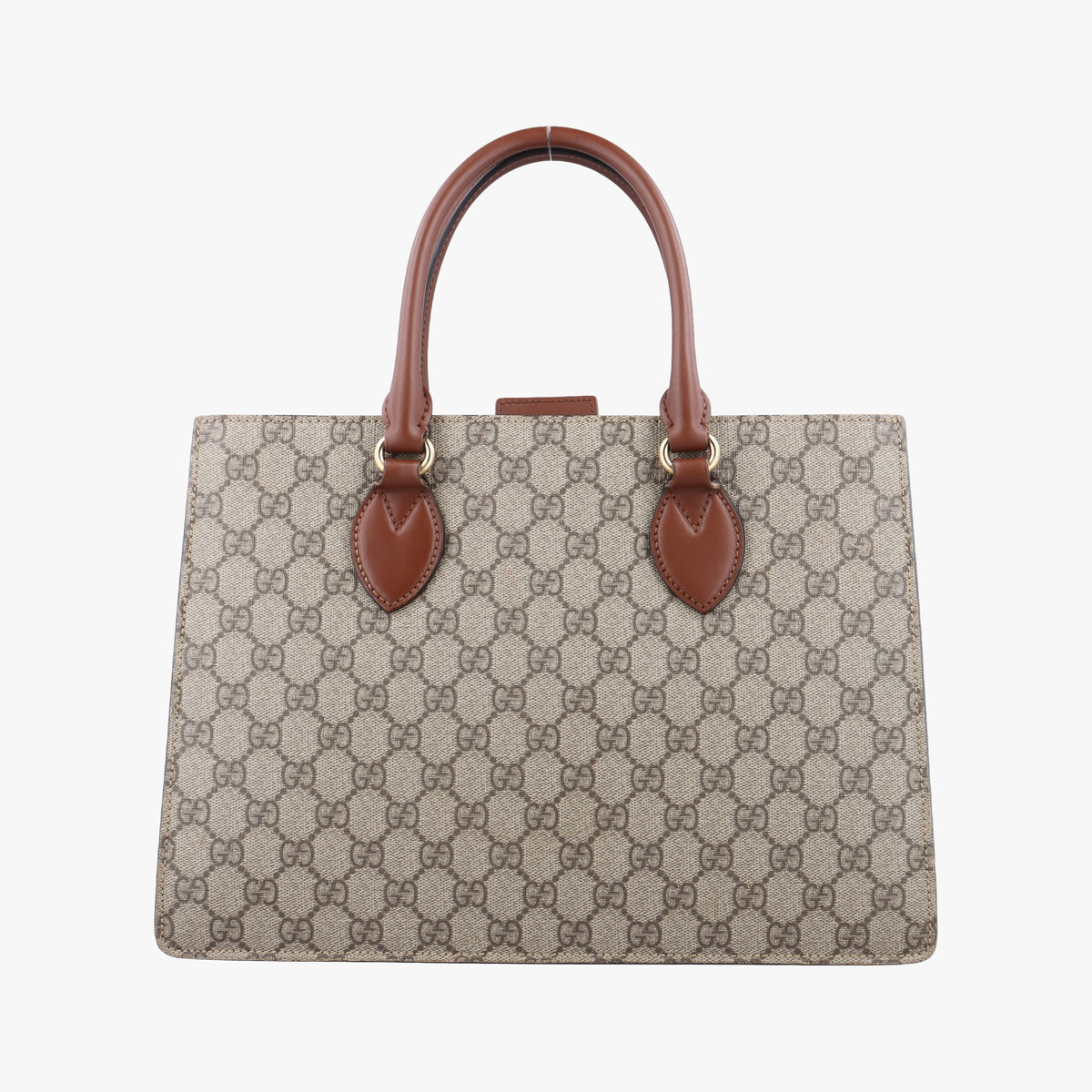 Pre-owned Gucci GG SUPREME beige×brown PVC coated canvas×Leather 409531 handbag | stylenewstar
