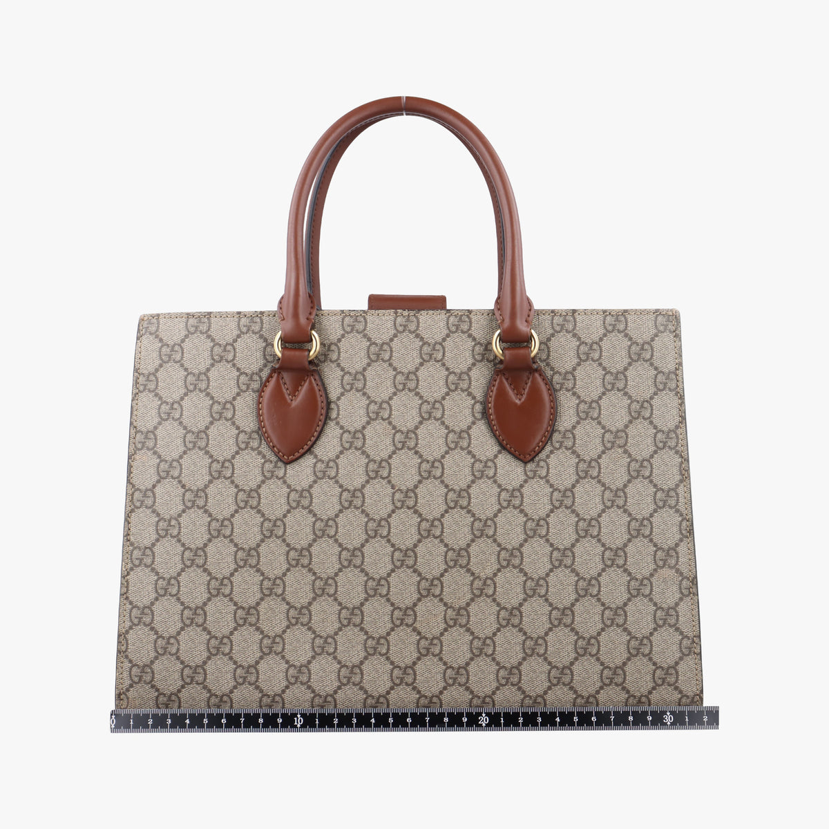 Pre-owned Gucci GG SUPREME beige×brown PVC coated canvas×Leather 409531 handbag | stylenewstar