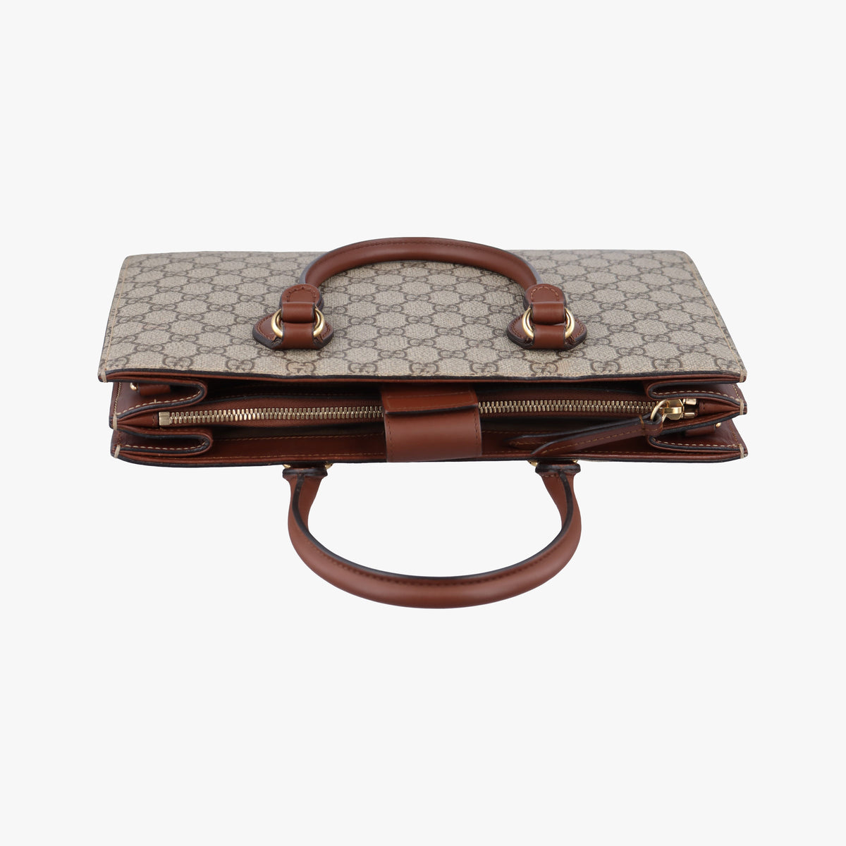 Pre-owned Gucci GG SUPREME beige×brown PVC coated canvas×Leather 409531 handbag | stylenewstar