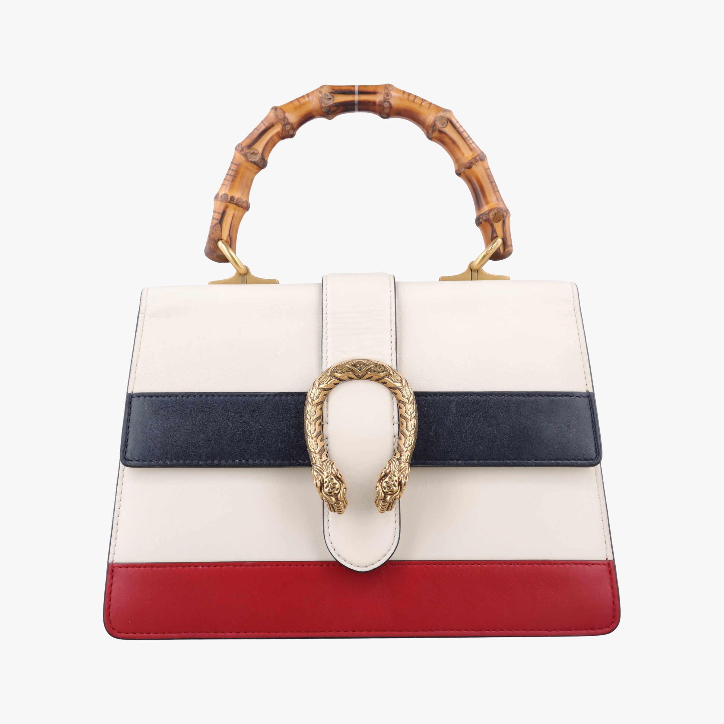 Secondhand Gucci Dionysus Bamboo White×navy×red Leather 448075 handbag | stylenewstar