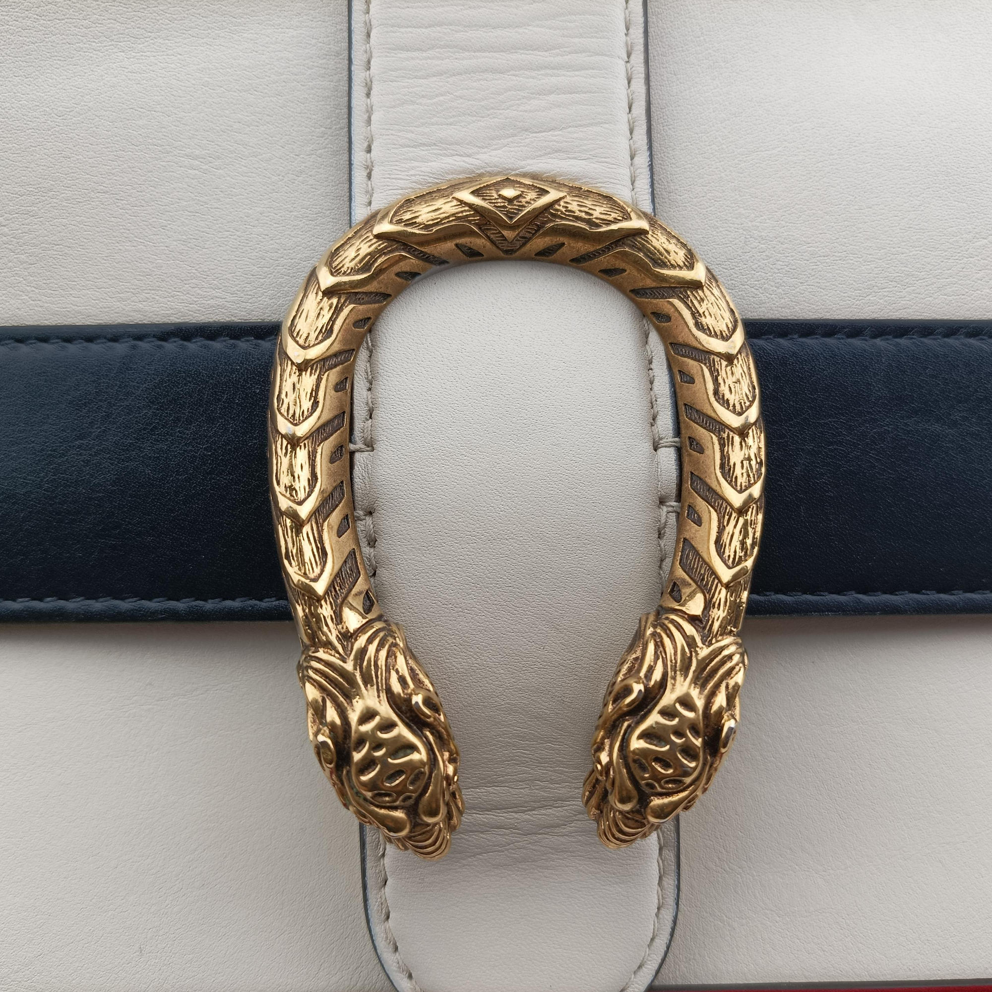 Secondhand Gucci Dionysus Bamboo White×navy×red Leather 448075 handbag | stylenewstar