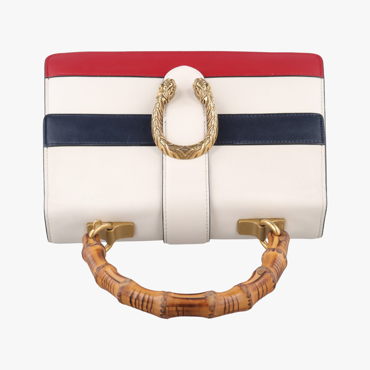 Secondhand Gucci Dionysus Bamboo White×navy×red Leather 448075 handbag | stylenewstar
