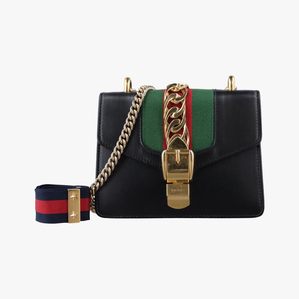 Vintage Gucci Sylvie Black×red×green Leather 431666 shoulderbag | stylenewstar