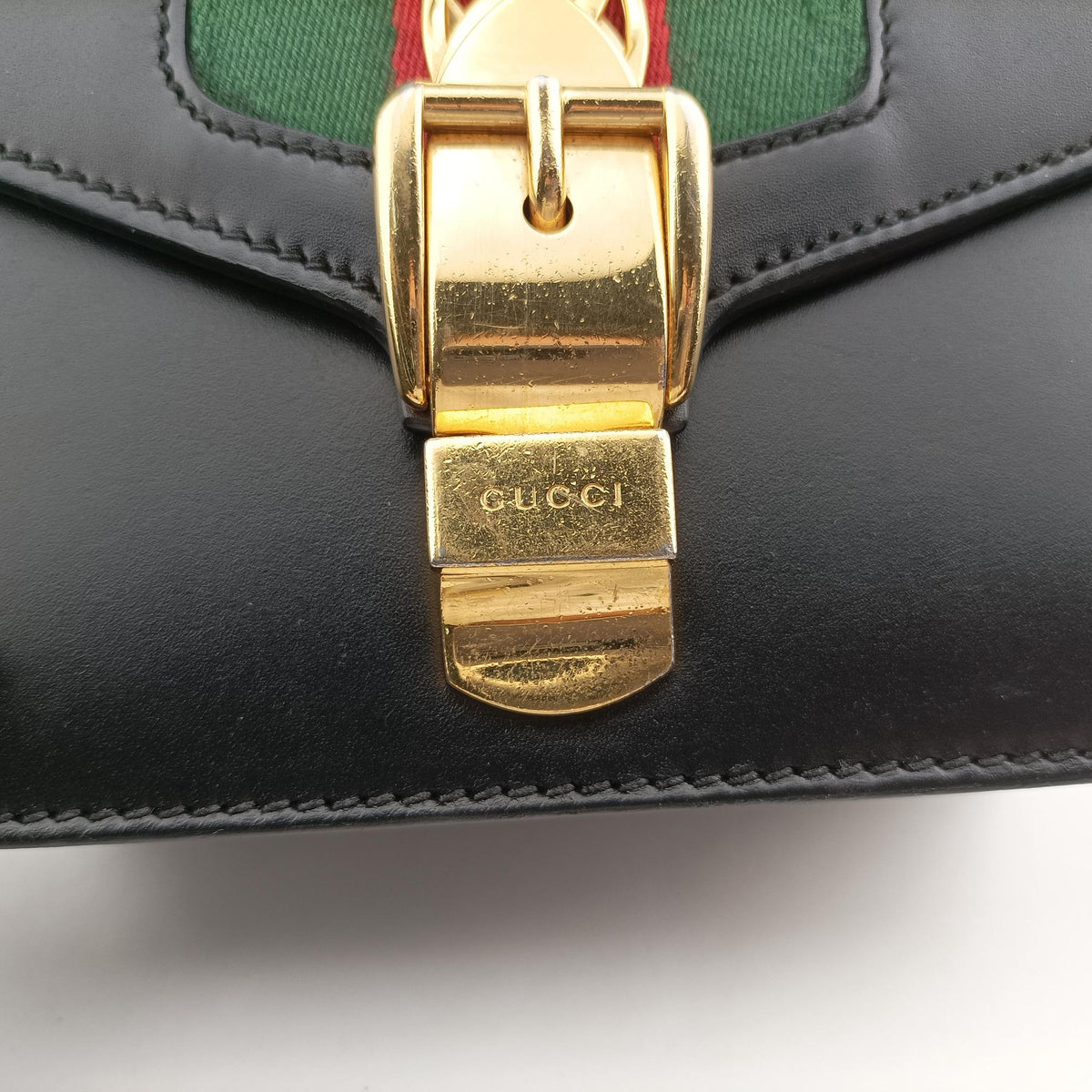 Vintage Gucci Sylvie Black×red×green Leather 431666 shoulderbag | stylenewstar