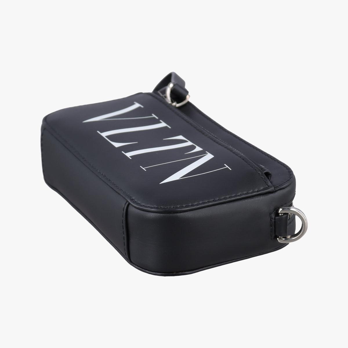 Pre-owned Valentino VLTN Print Black Leather  shoulderbag | stylenewstar