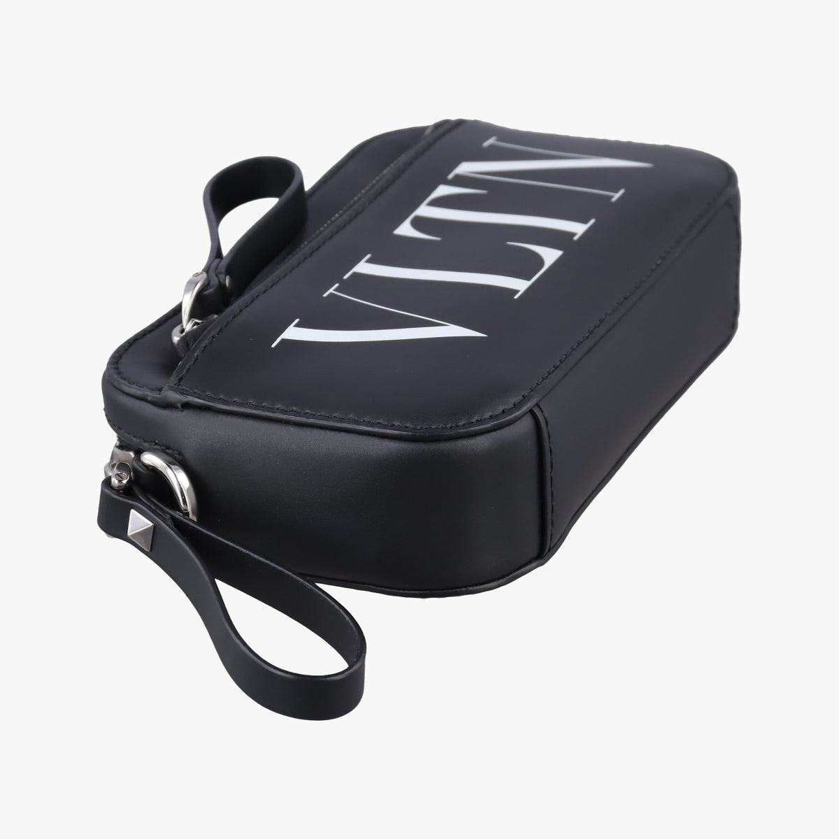 Pre-owned Valentino VLTN Print Black Leather  shoulderbag | stylenewstar