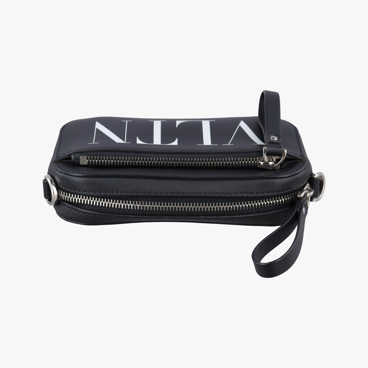 Pre-owned Valentino VLTN Print Black Leather  shoulderbag | stylenewstar
