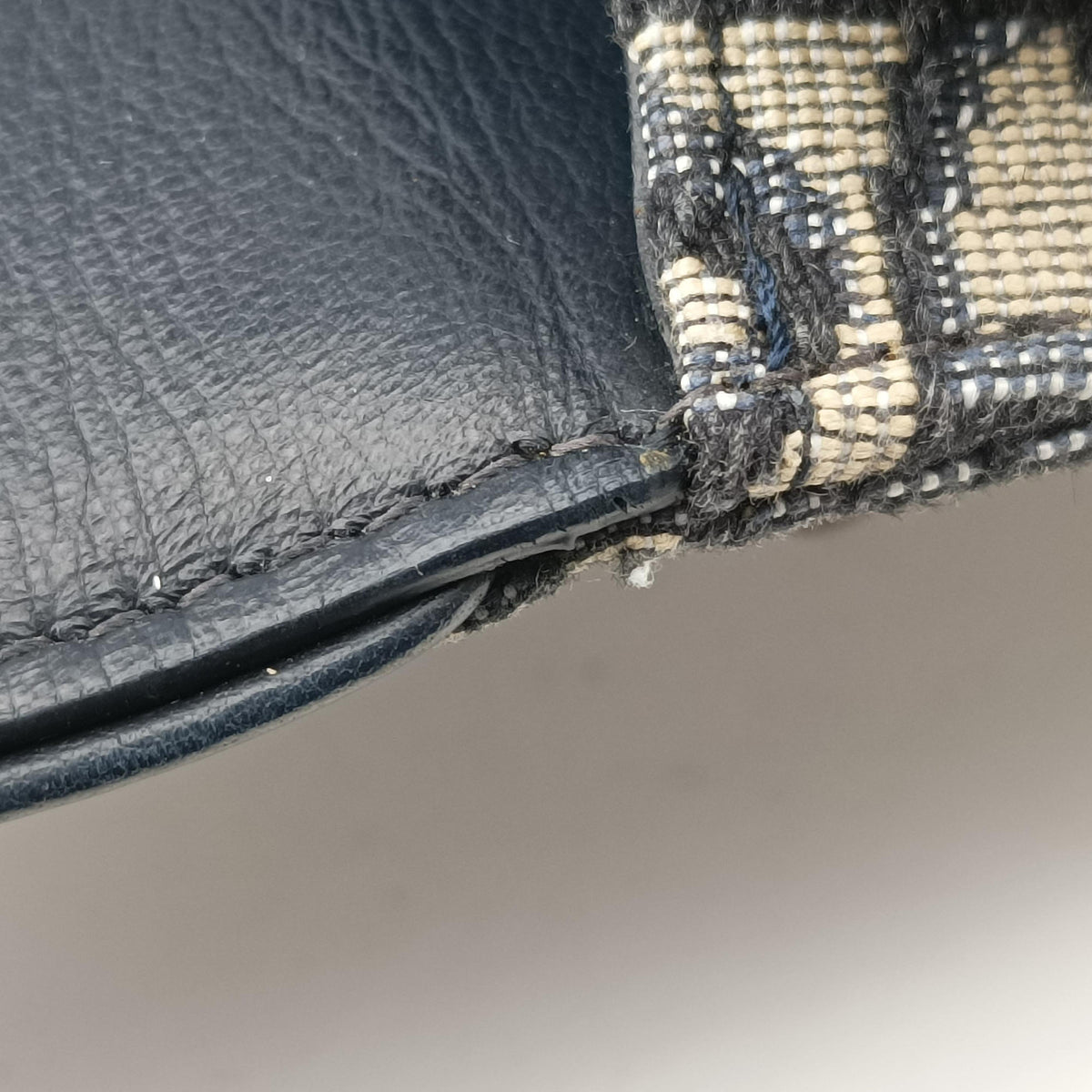 Pre-owned Christian Dior Saddle Navy×Gray Jacquard x Leather  shoulderbag | stylenewstar