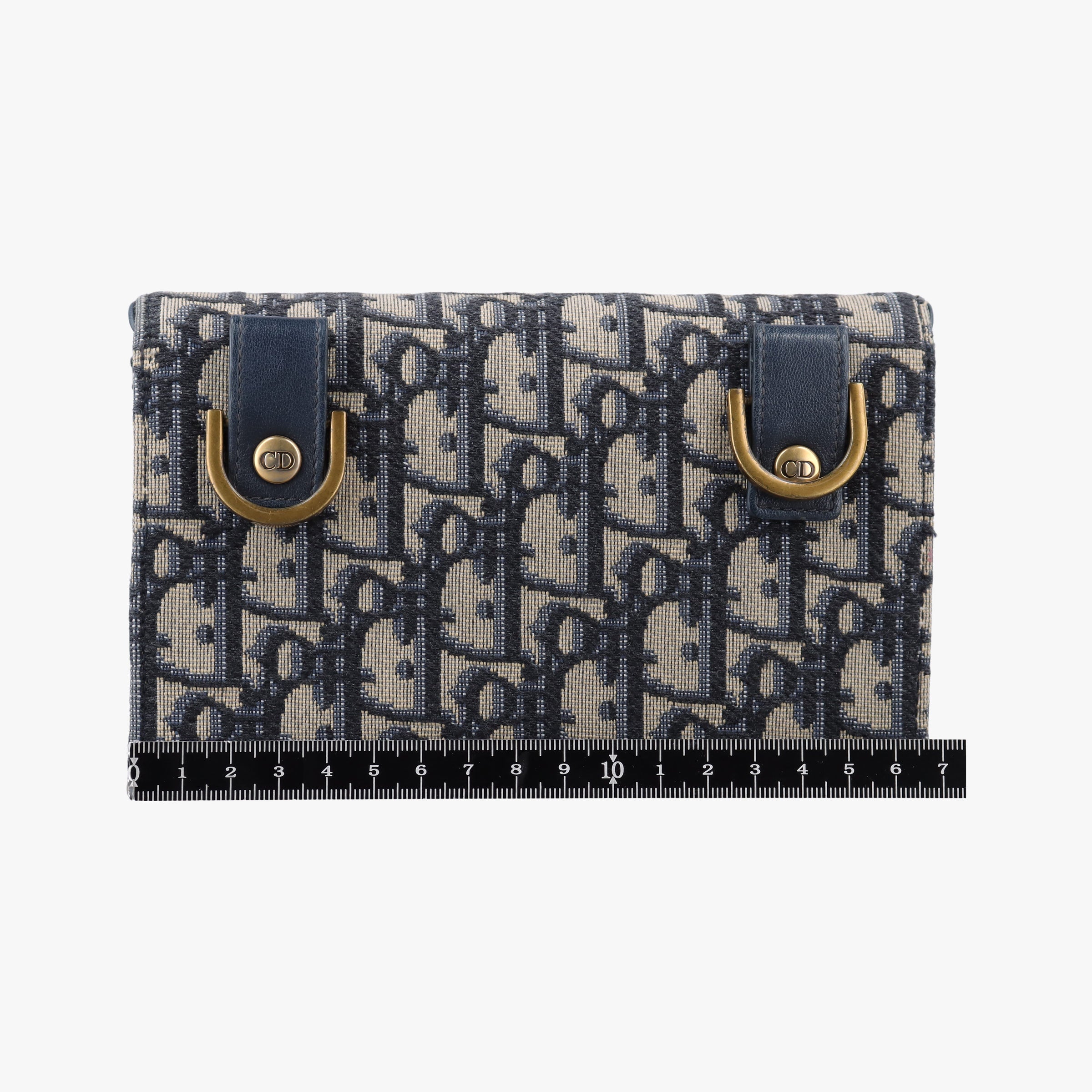 Pre-owned Christian Dior Saddle Navy×Gray Jacquard x Leather  shoulderbag | stylenewstar