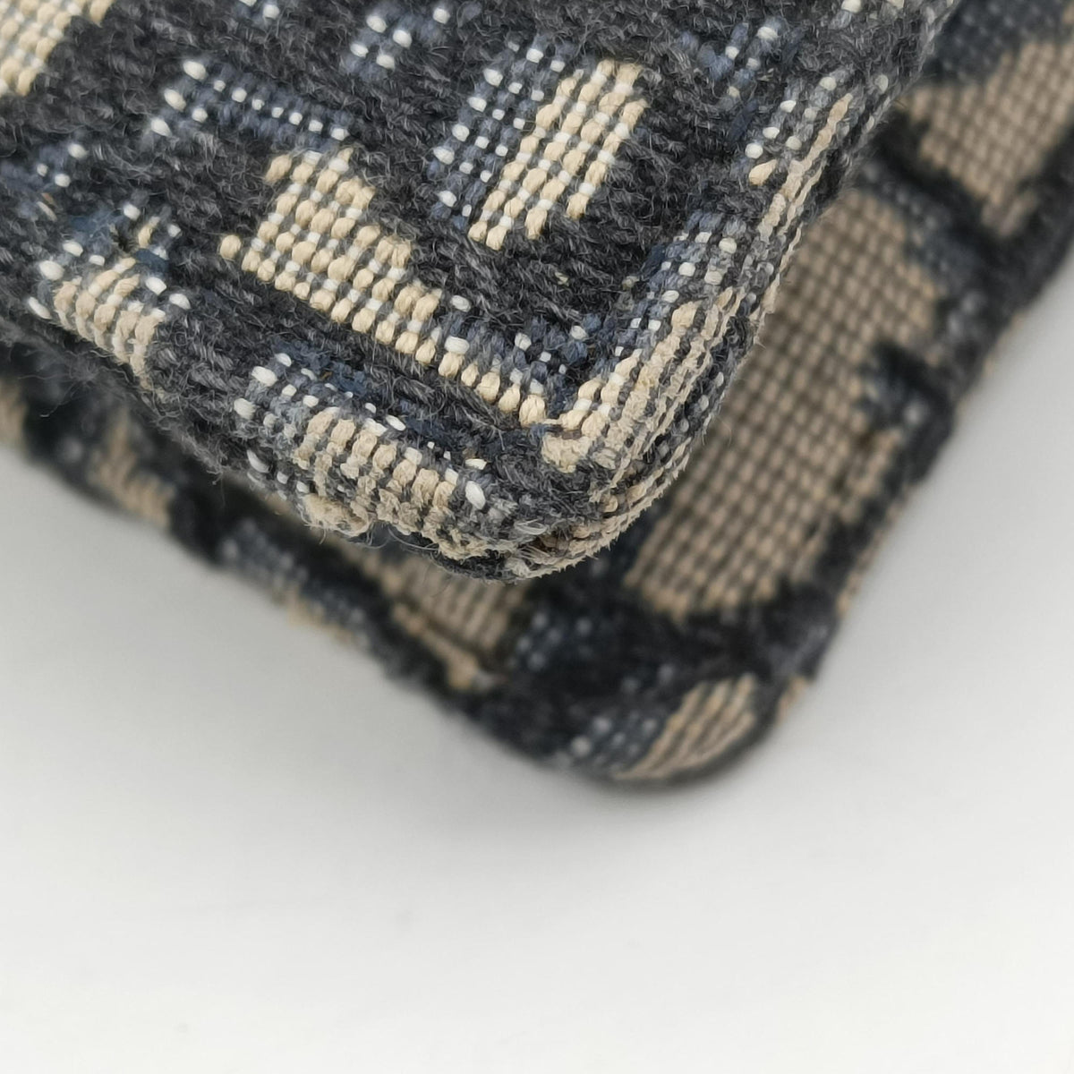 Pre-owned Christian Dior Saddle Navy×Gray Jacquard x Leather  shoulderbag | stylenewstar