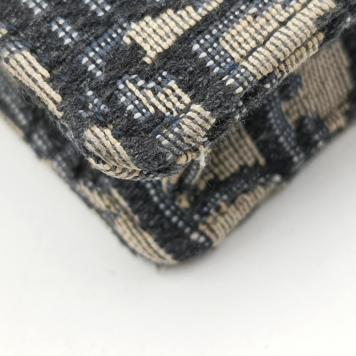 Pre-owned Christian Dior Saddle Navy×Gray Jacquard x Leather  shoulderbag | stylenewstar