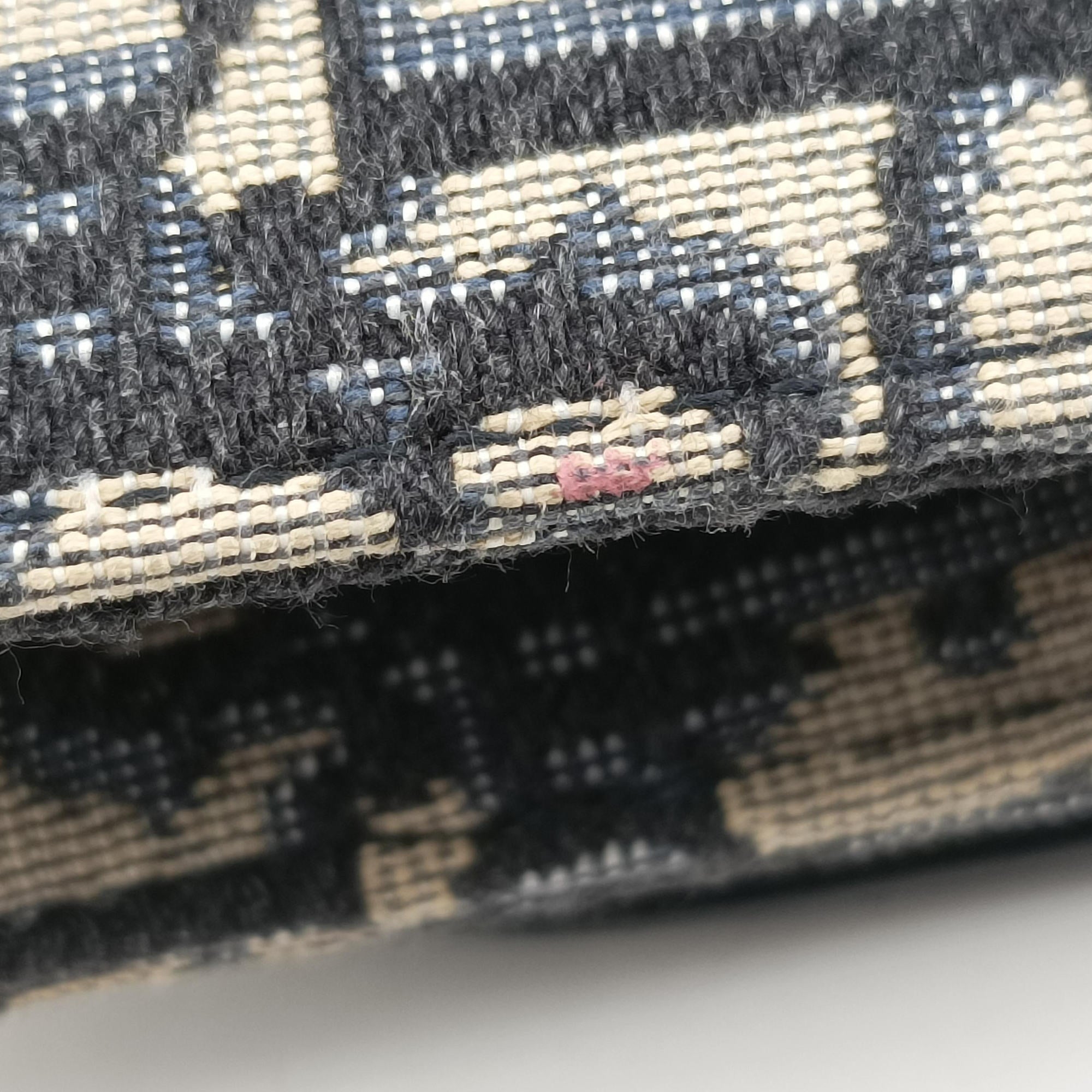 Pre-owned Christian Dior Saddle Navy×Gray Jacquard x Leather  shoulderbag | stylenewstar
