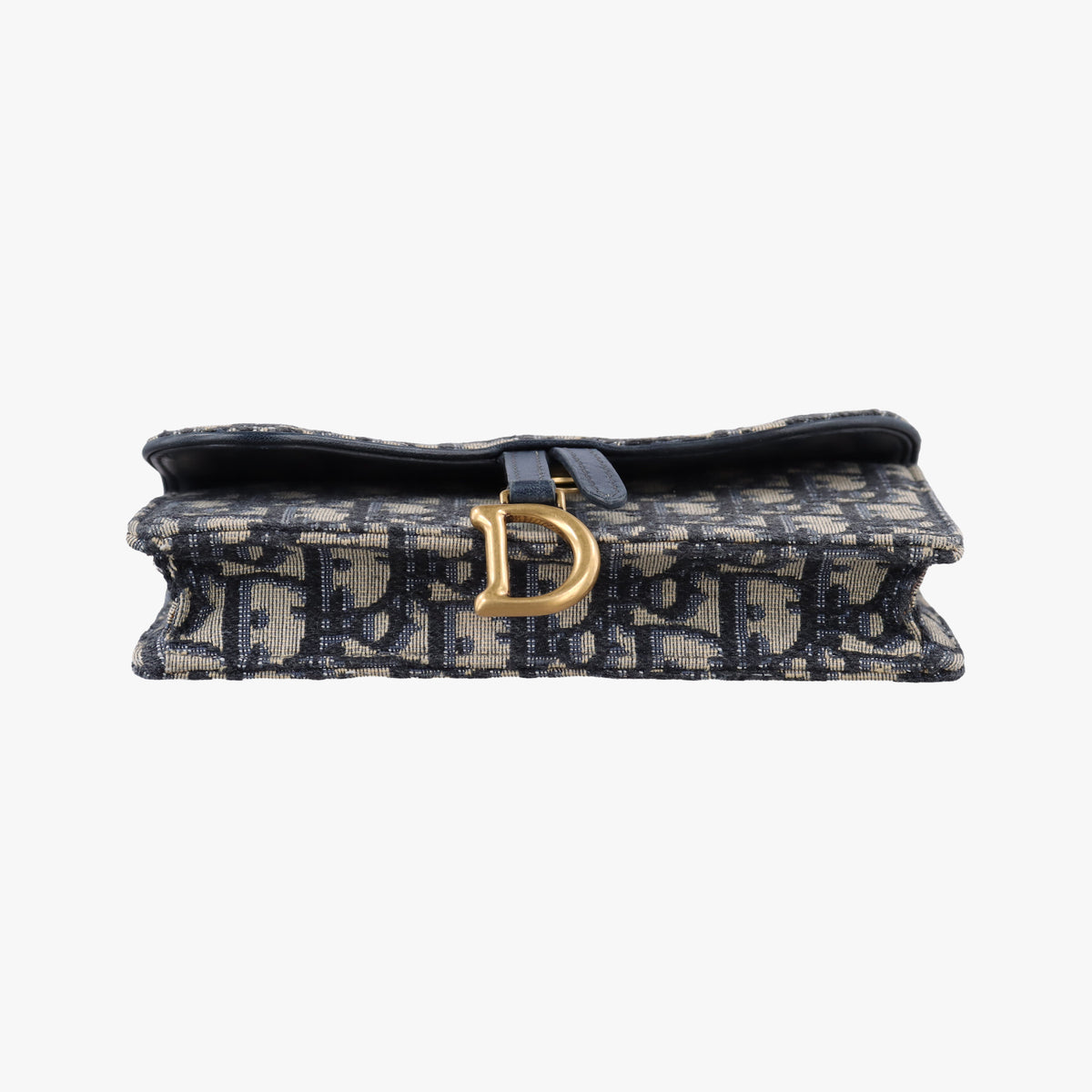 Pre-owned Christian Dior Saddle Navy×Gray Jacquard x Leather  shoulderbag | stylenewstar