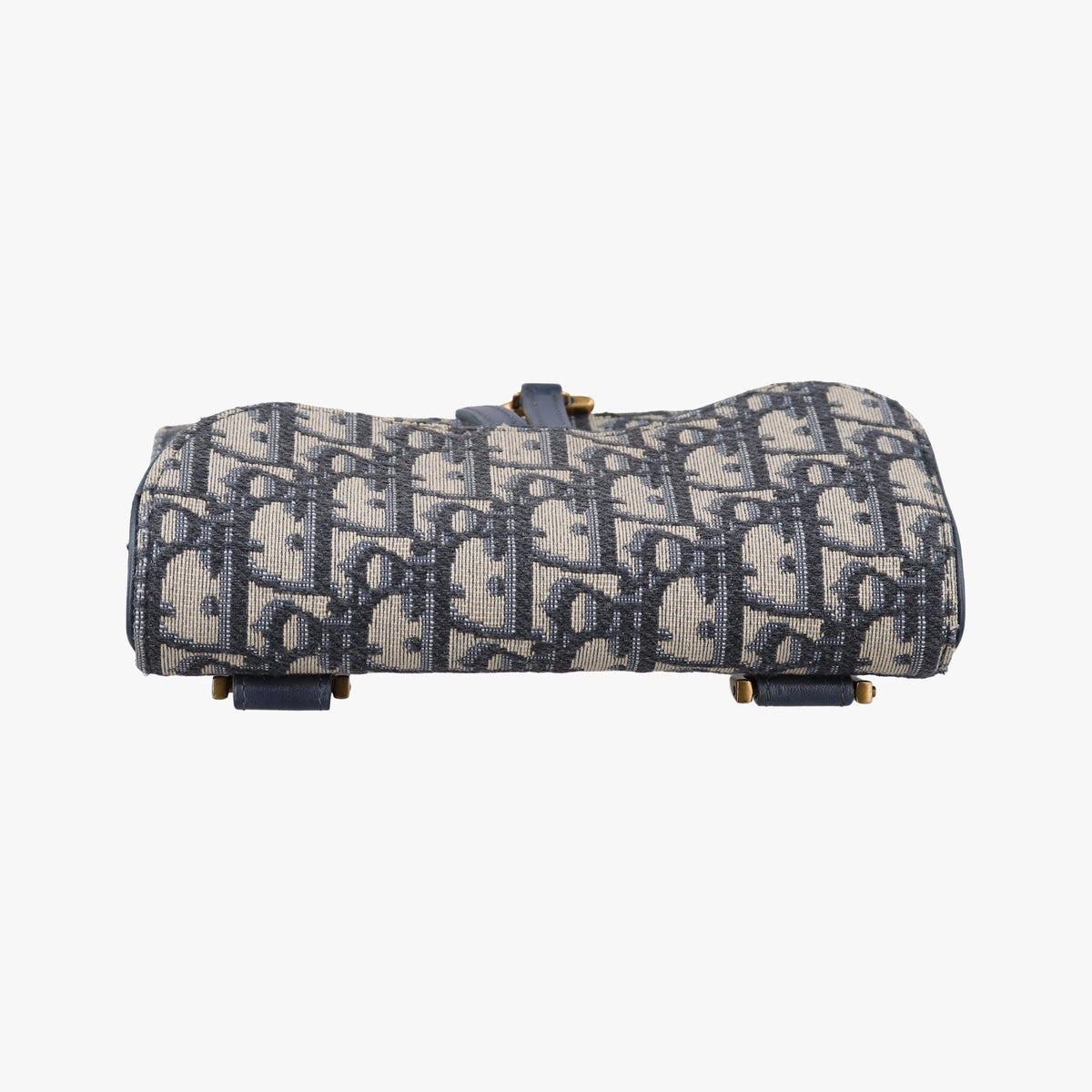 Pre-owned Christian Dior Saddle Navy×Gray Jacquard x Leather  shoulderbag | stylenewstar