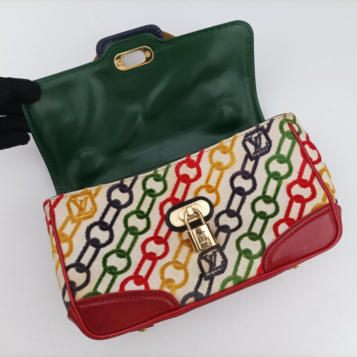Vintage Louis Vuitton Dolly Charms multicolor Velvet×leather M95208 handbag | stylenewstar